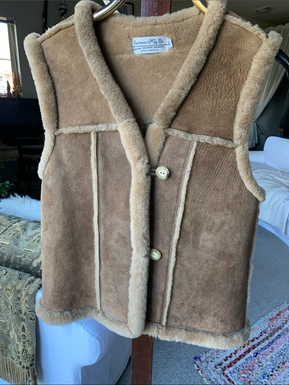 Vintage Sportsman Mfg Co Real Shearling Vest Size M Pristine